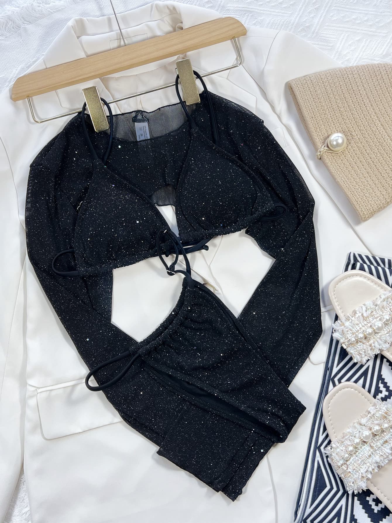 glitter three-piece swim set