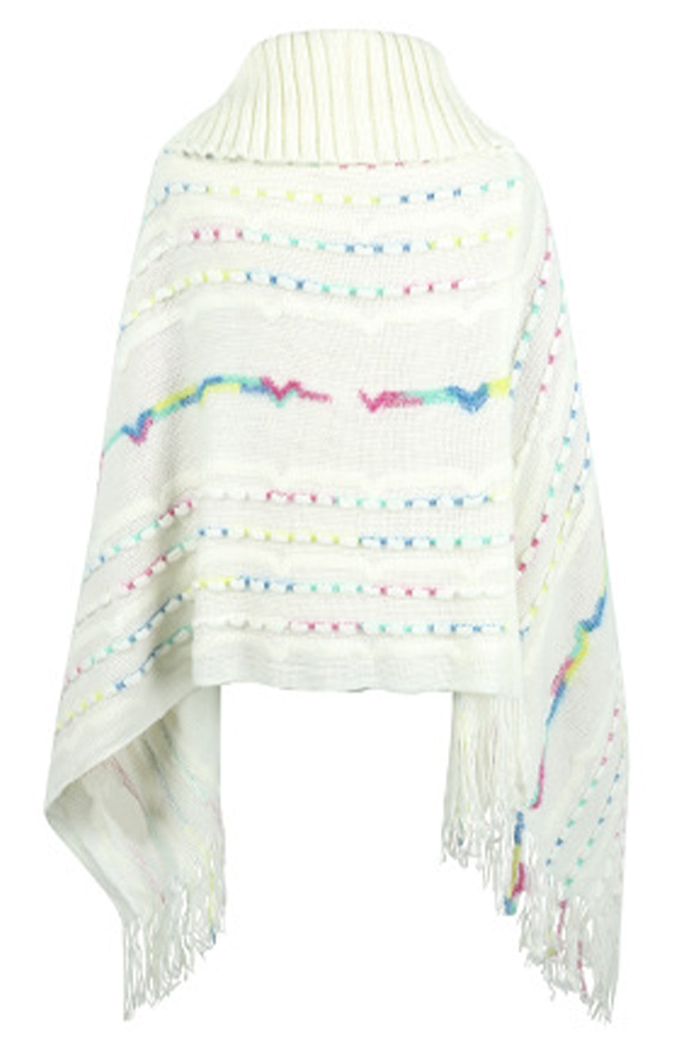 cloak sleeve fringe detail poncho