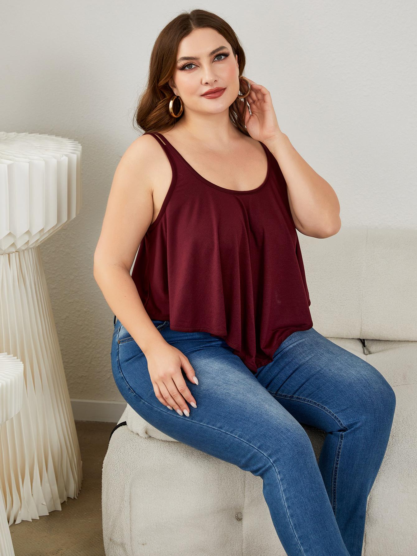 plus size double-strap scoop neck cami