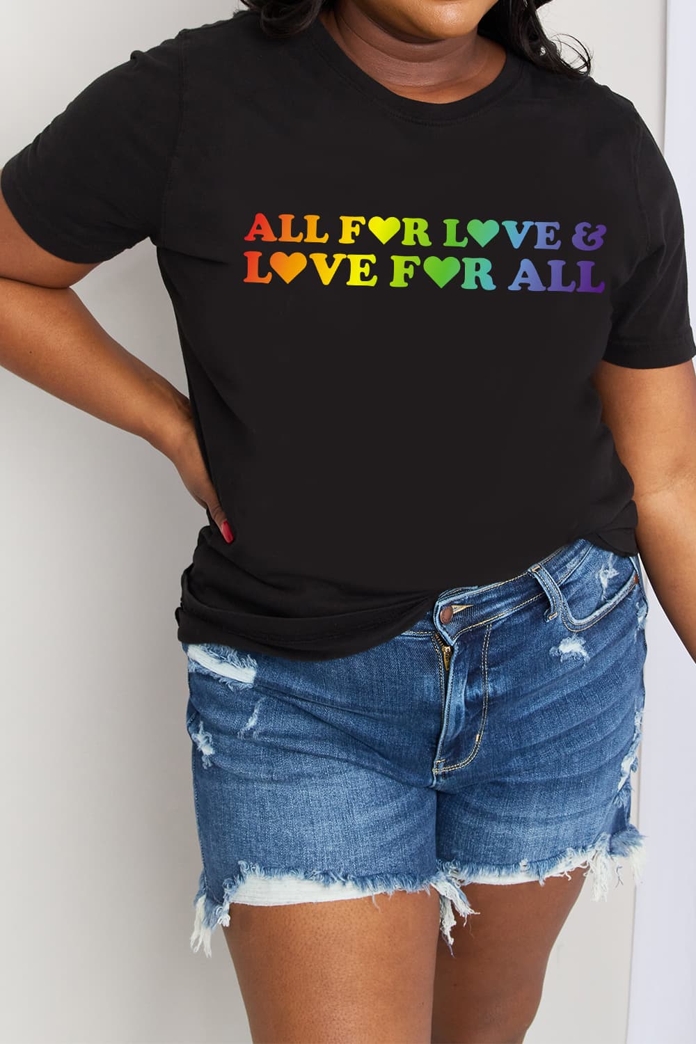 simply love full size all for love & love for all graphic cotton tee