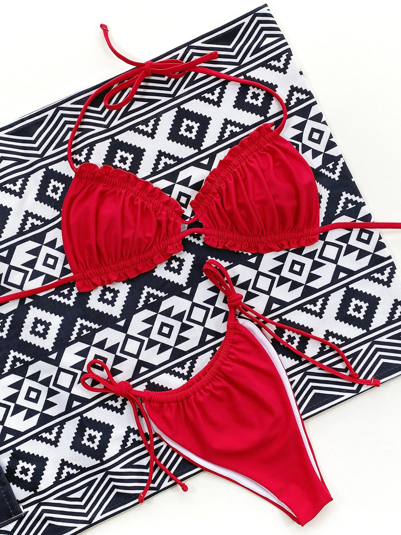 frill trill halter neck bikini set