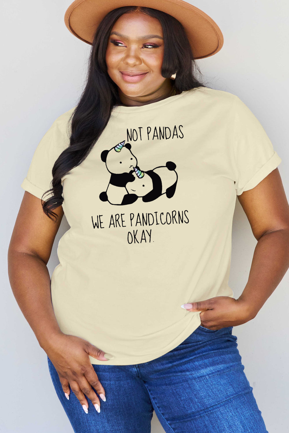 simply love full size  pandicorn graphic cotton t-shirt