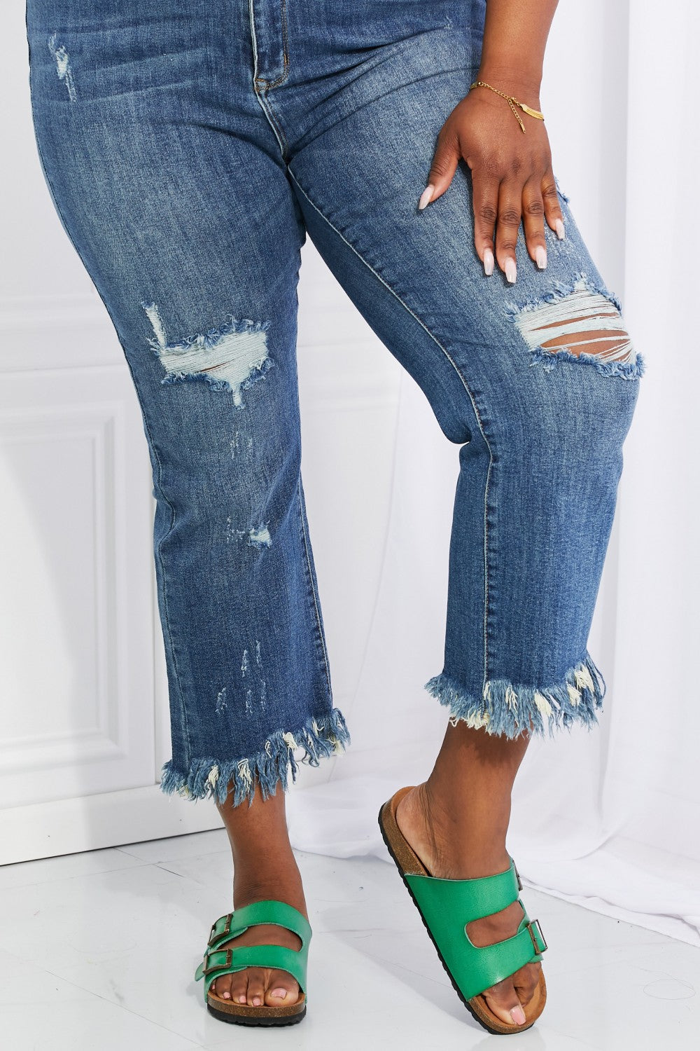 risen full size undone chic straight leg jeans