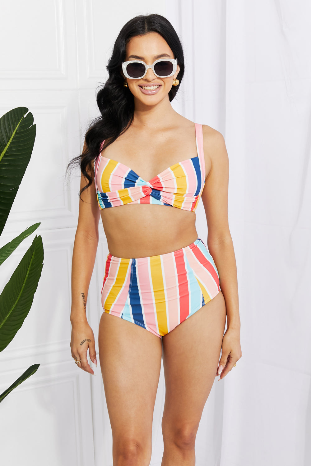 marina west swim take a dip twist high-rise bikini in stripe