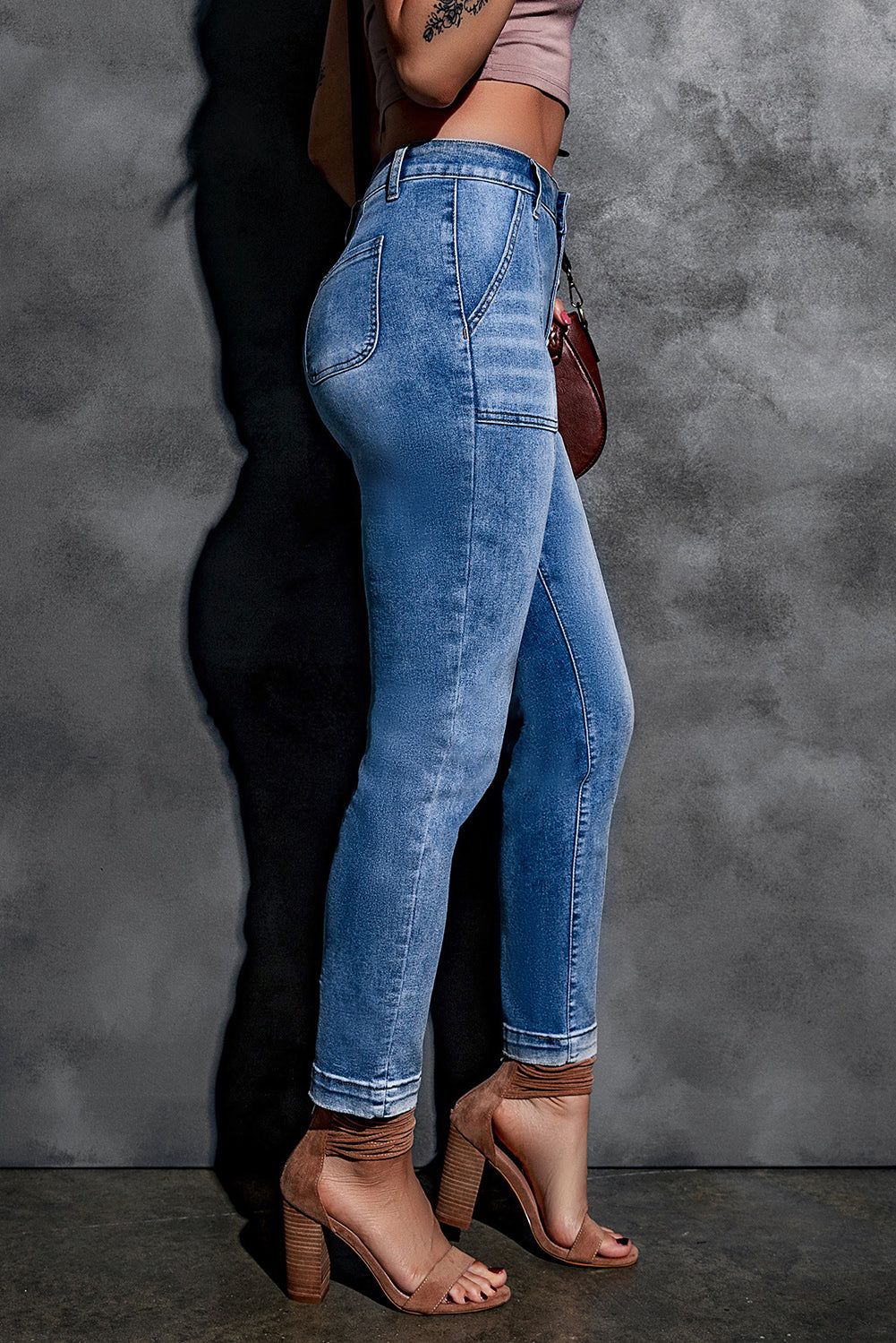 baeful button fly center seam high rise jeans