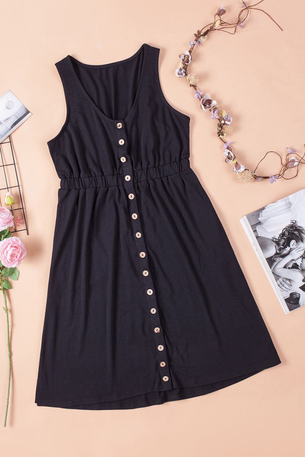 sleeveless button down mini magic dress