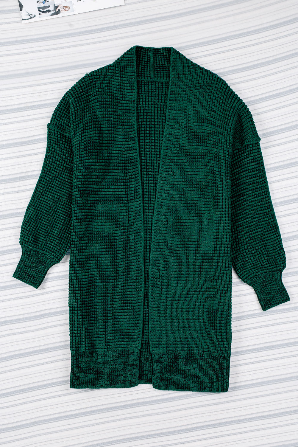 woven right heathered open front longline cardigan