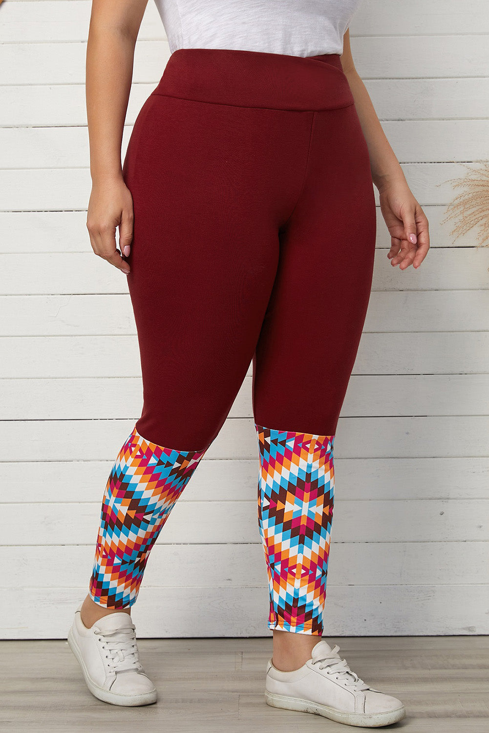 plus size geometric print high waist leggings