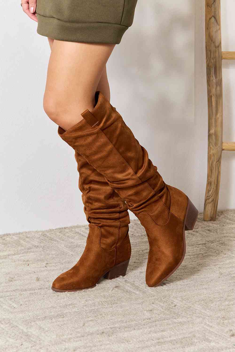 east lion corp block heel knee high boots