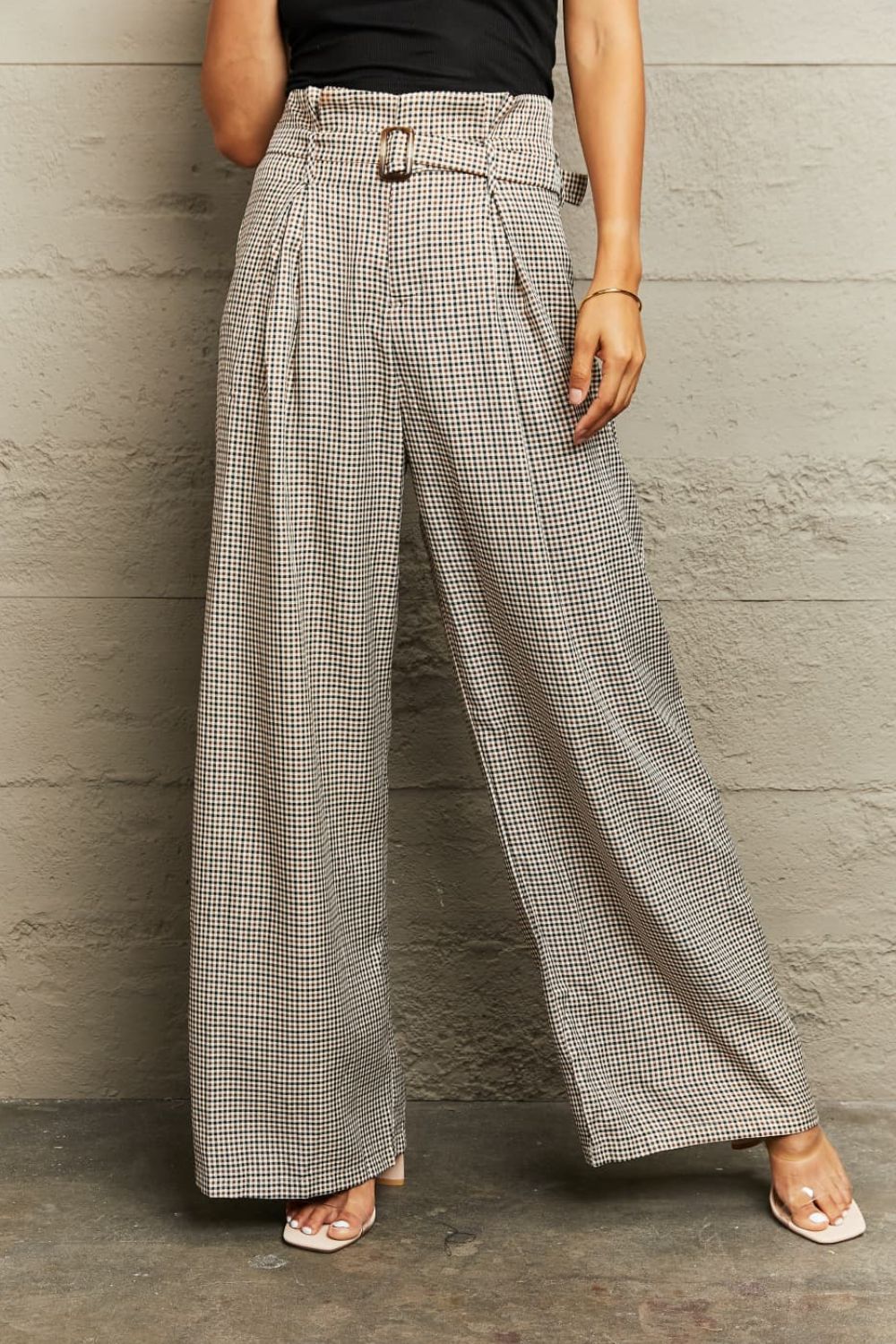 plaid wide leg pants