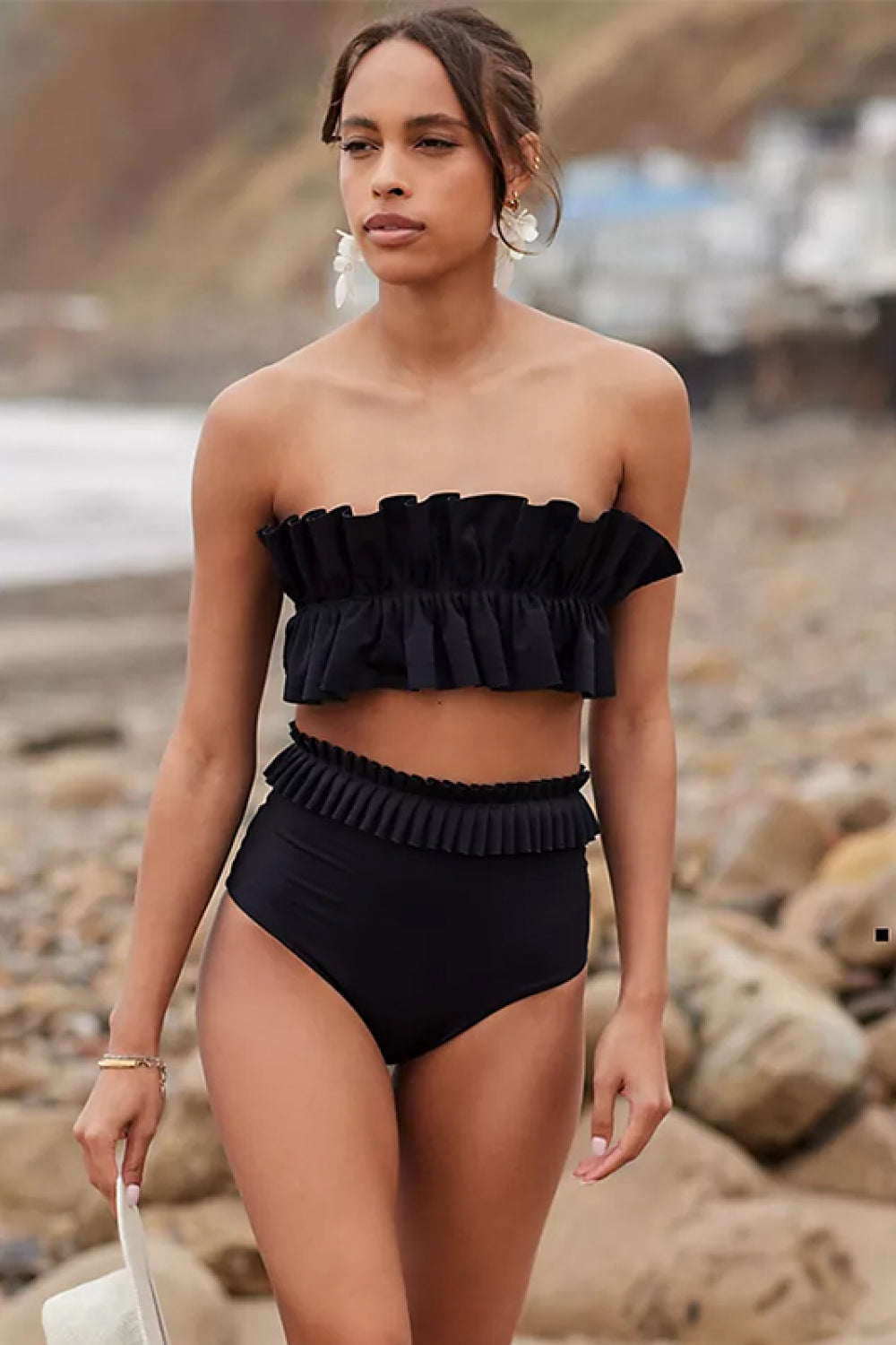 ruffled tie back two-piece swim set