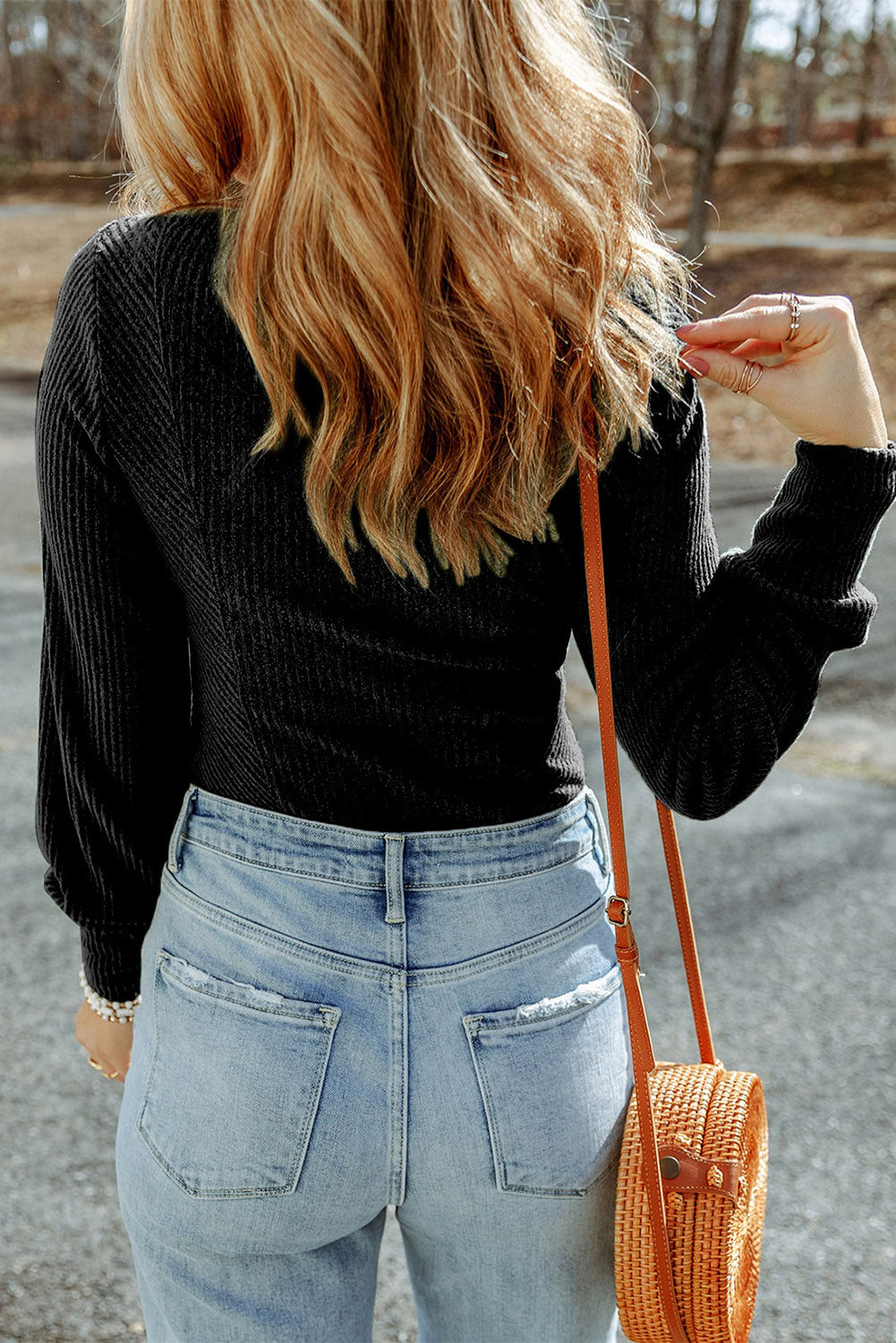scoop neck long sleeve top
