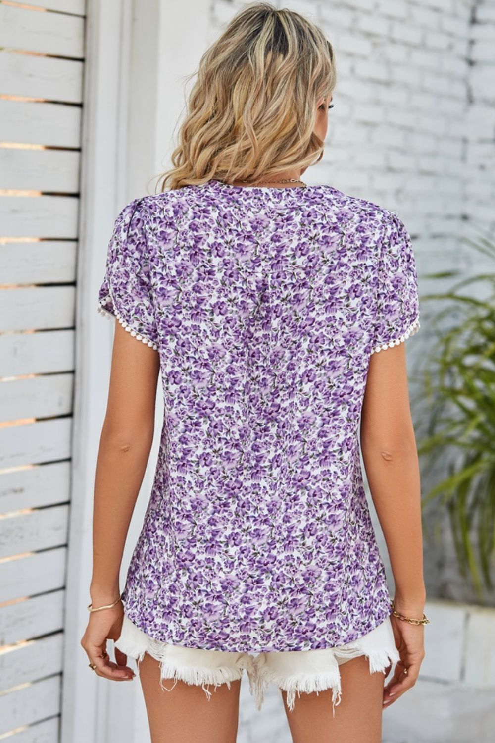 floral notched neck blouse