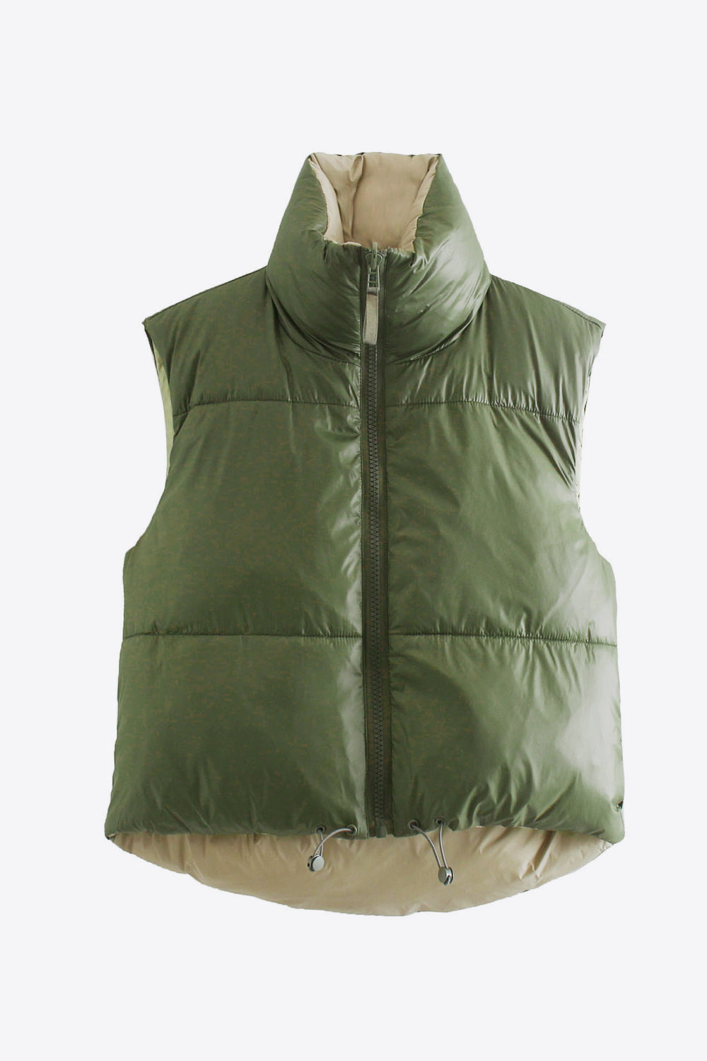 zip-up drawstring puffer vest