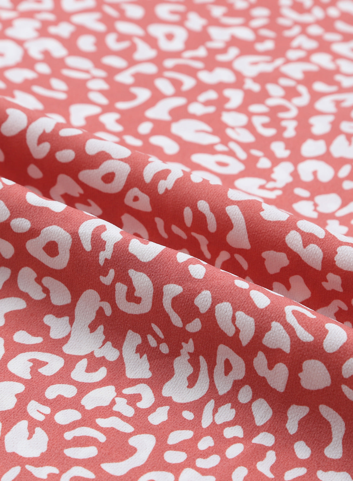 leopard round neck frill trim blouse