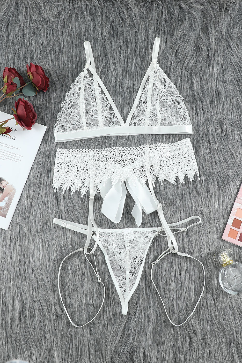 lace lingerie three-piece set