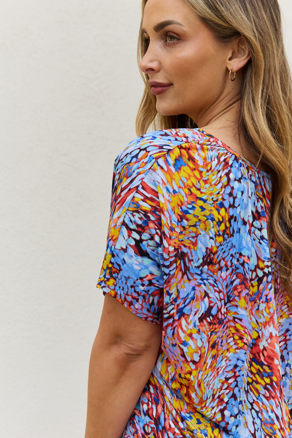 be stage full size printed dolman flowy top