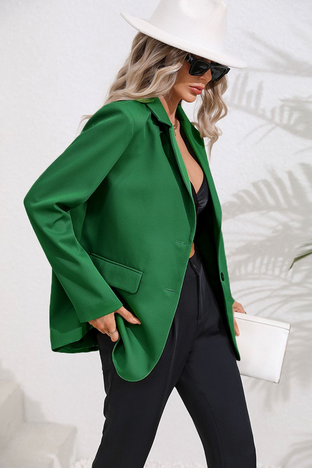 lapel collar long sleeve blazer