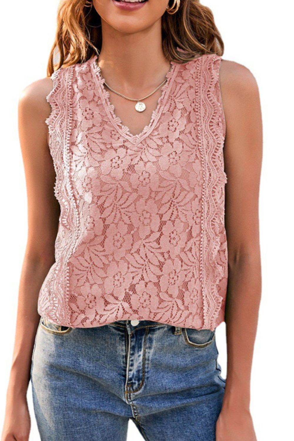 lace v-neck tank