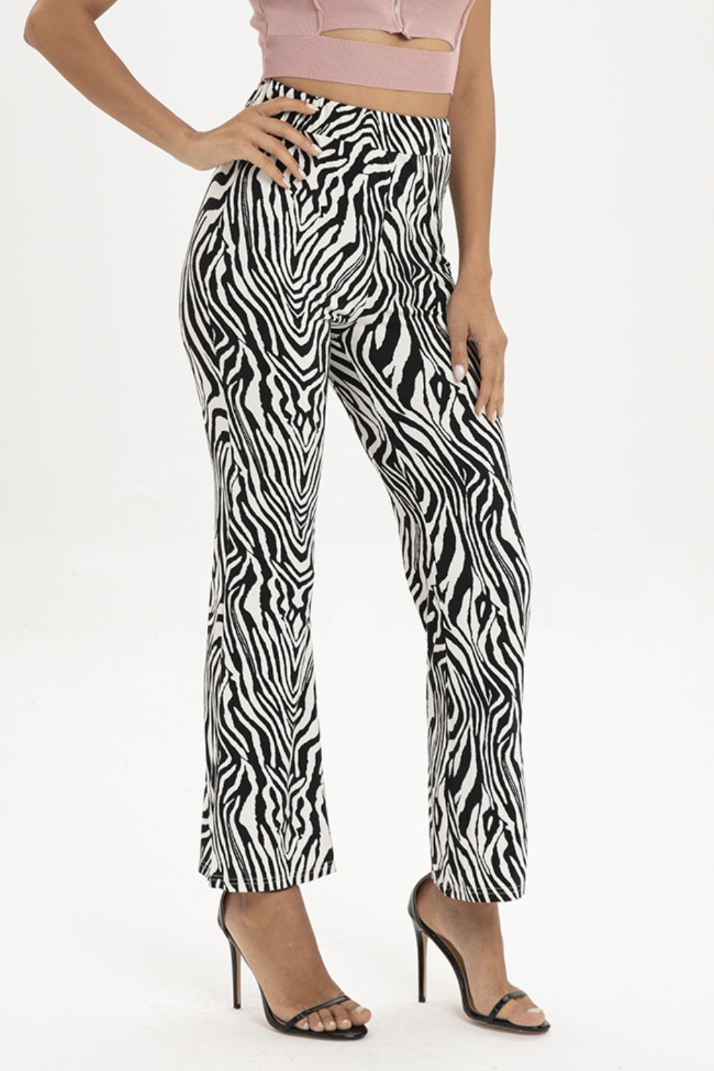 zebra print straight leg pants