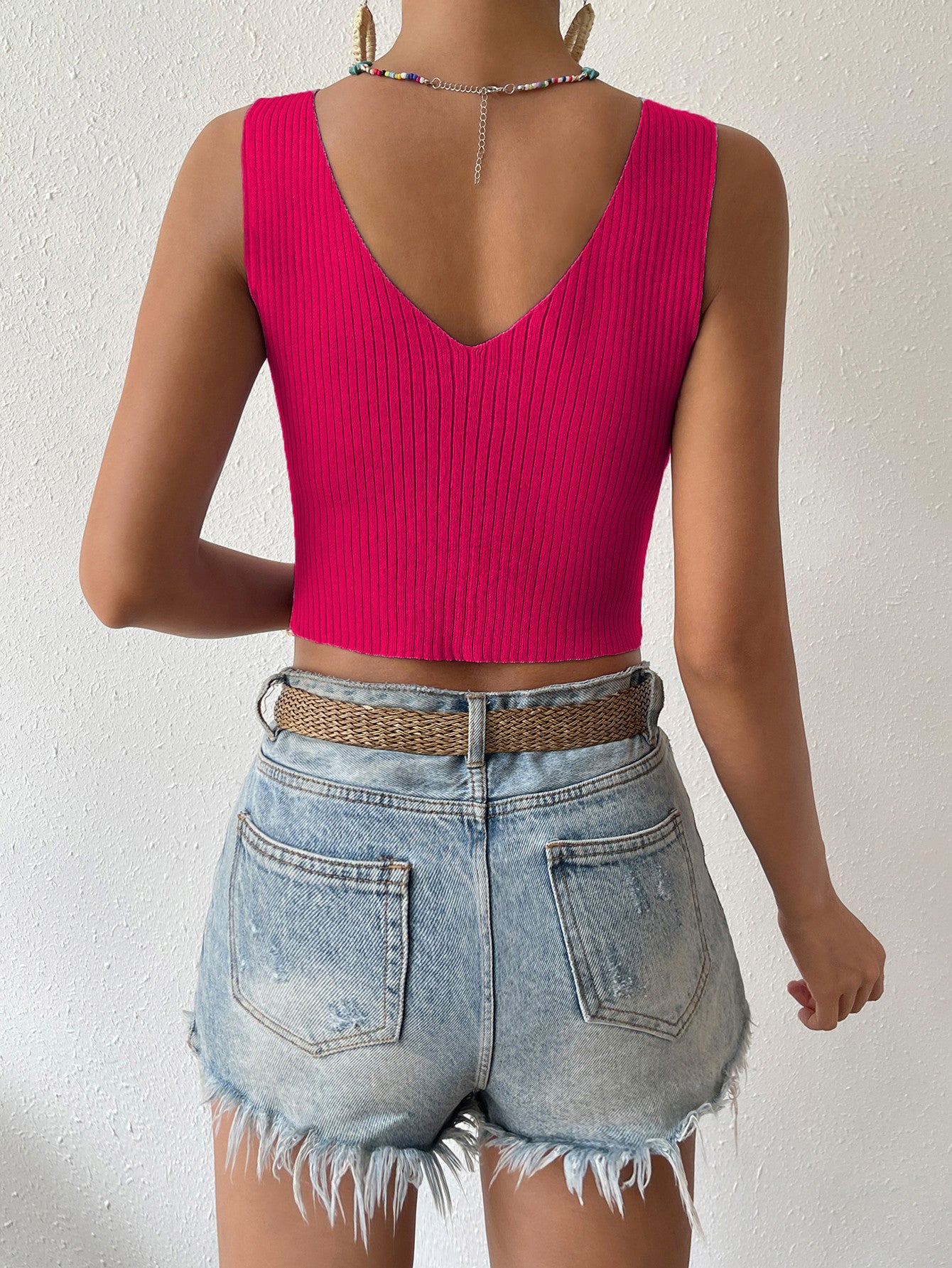 twisted cropped knit tank