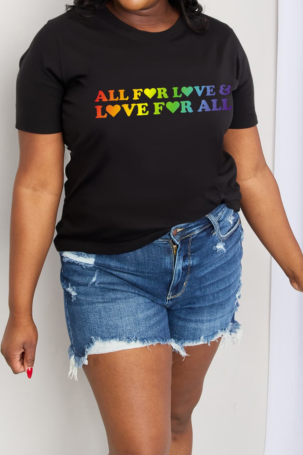 simply love full size all for love & love for all graphic cotton tee