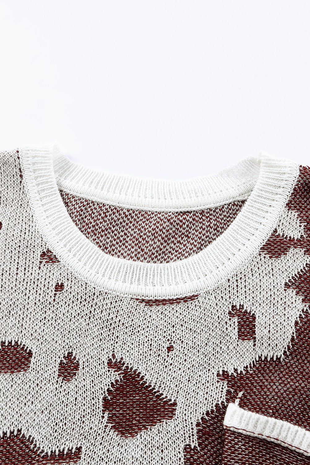 contrast round neck drop shoulder sweater