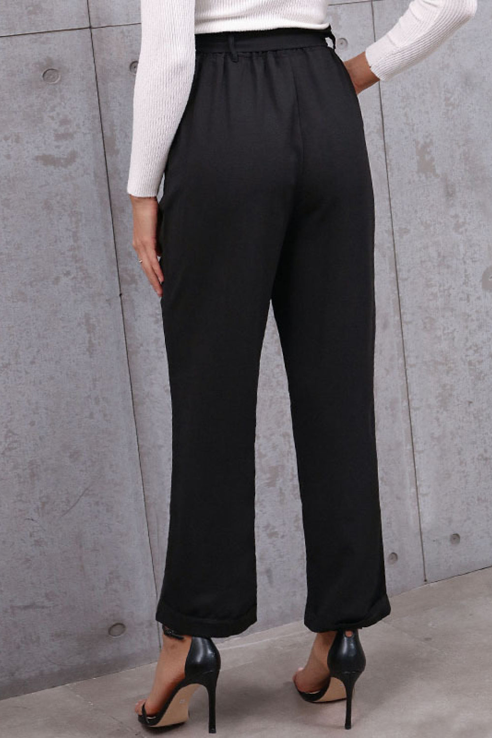 belted paperbag waist pants