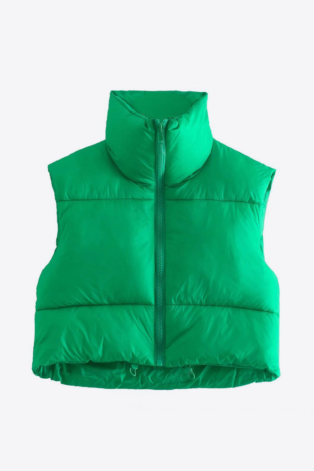 zip-up drawstring puffer vest