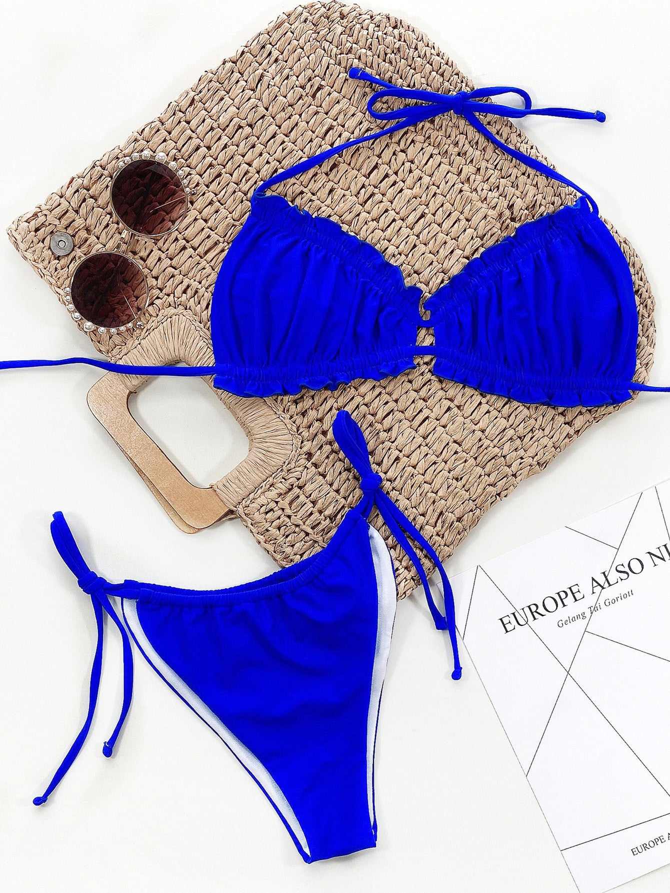 frill trill halter neck bikini set