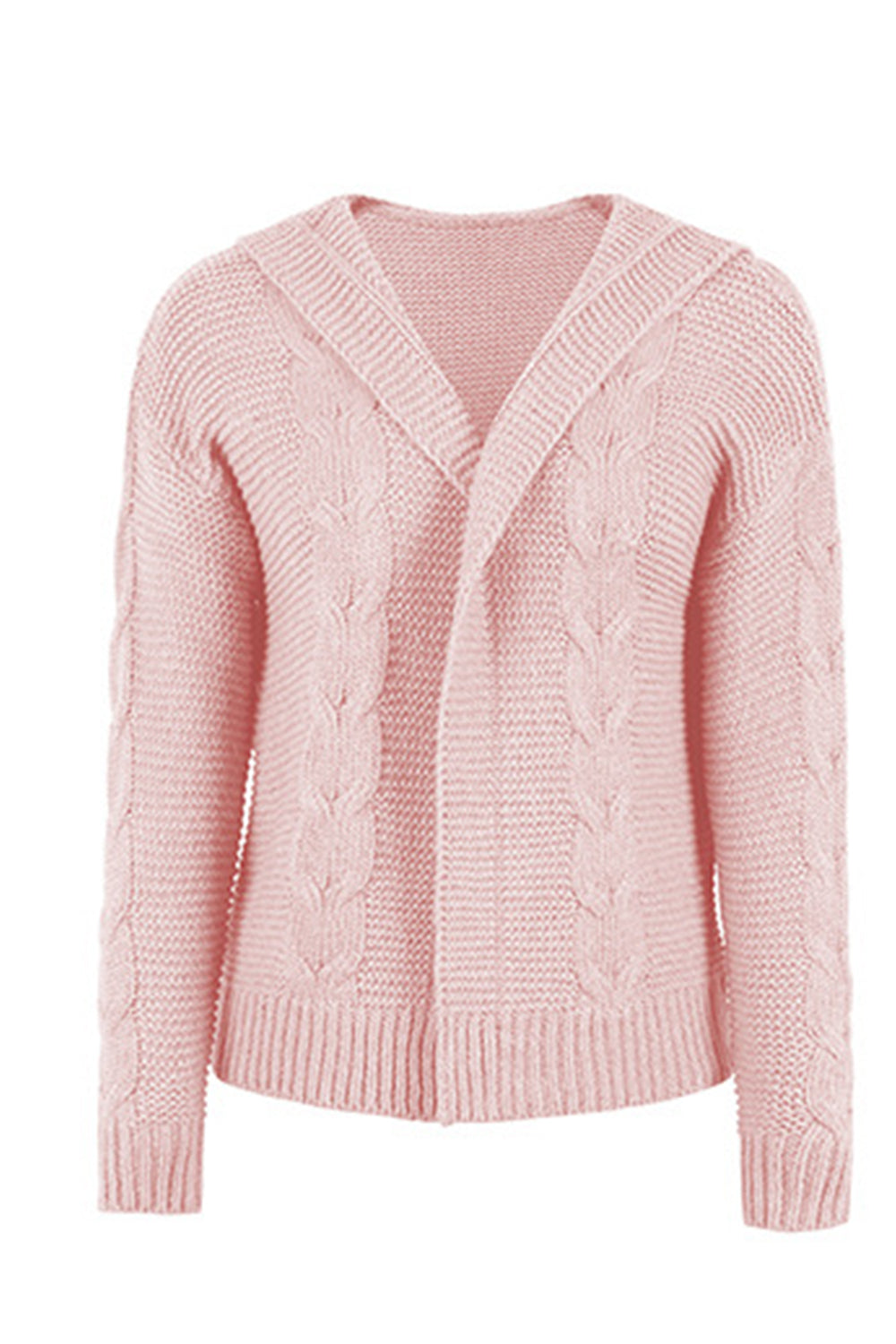 cable-knit dropped shoulder hooded cardigan