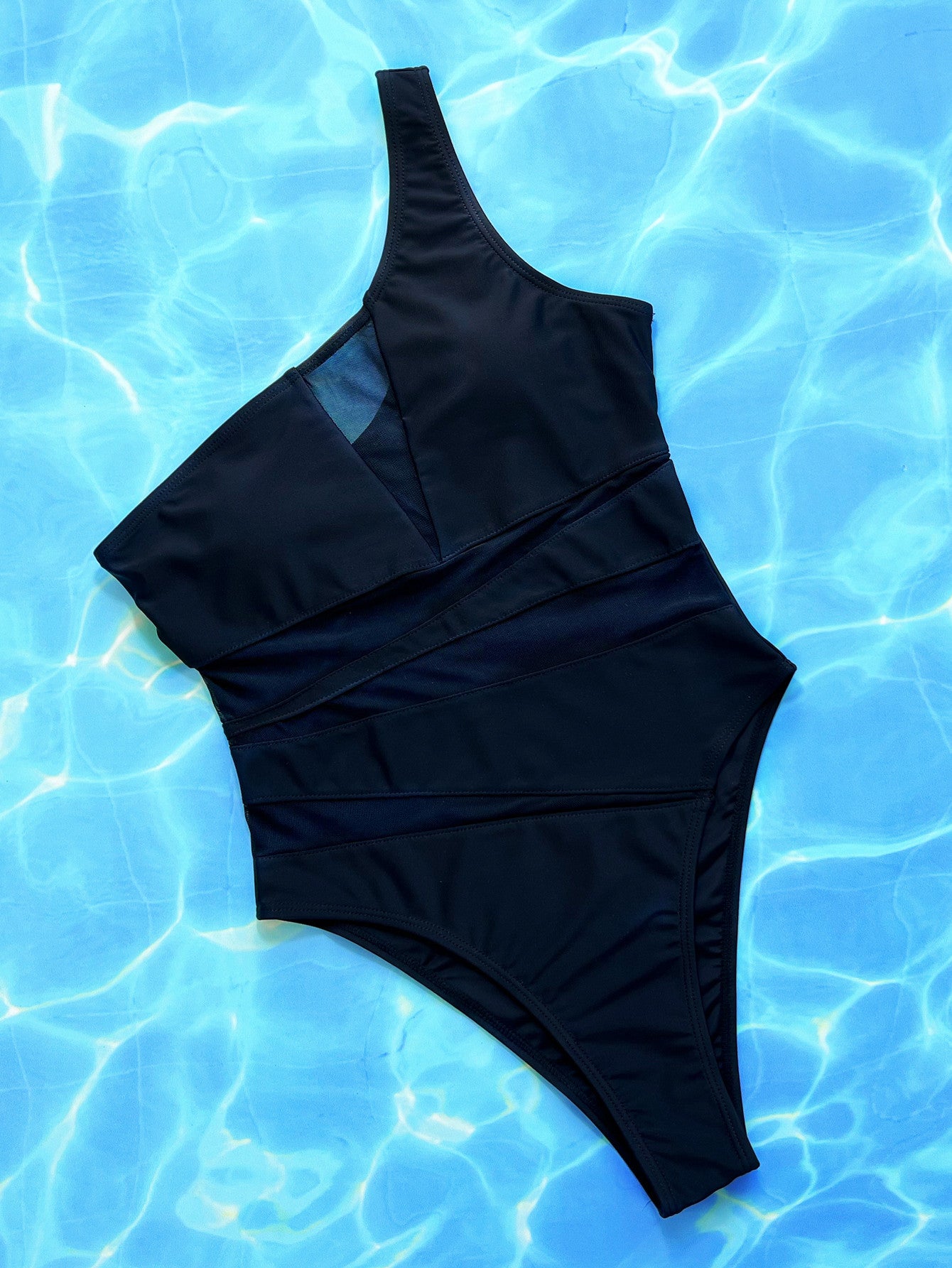 one-shoulder sleeveless one-piece swimsuit