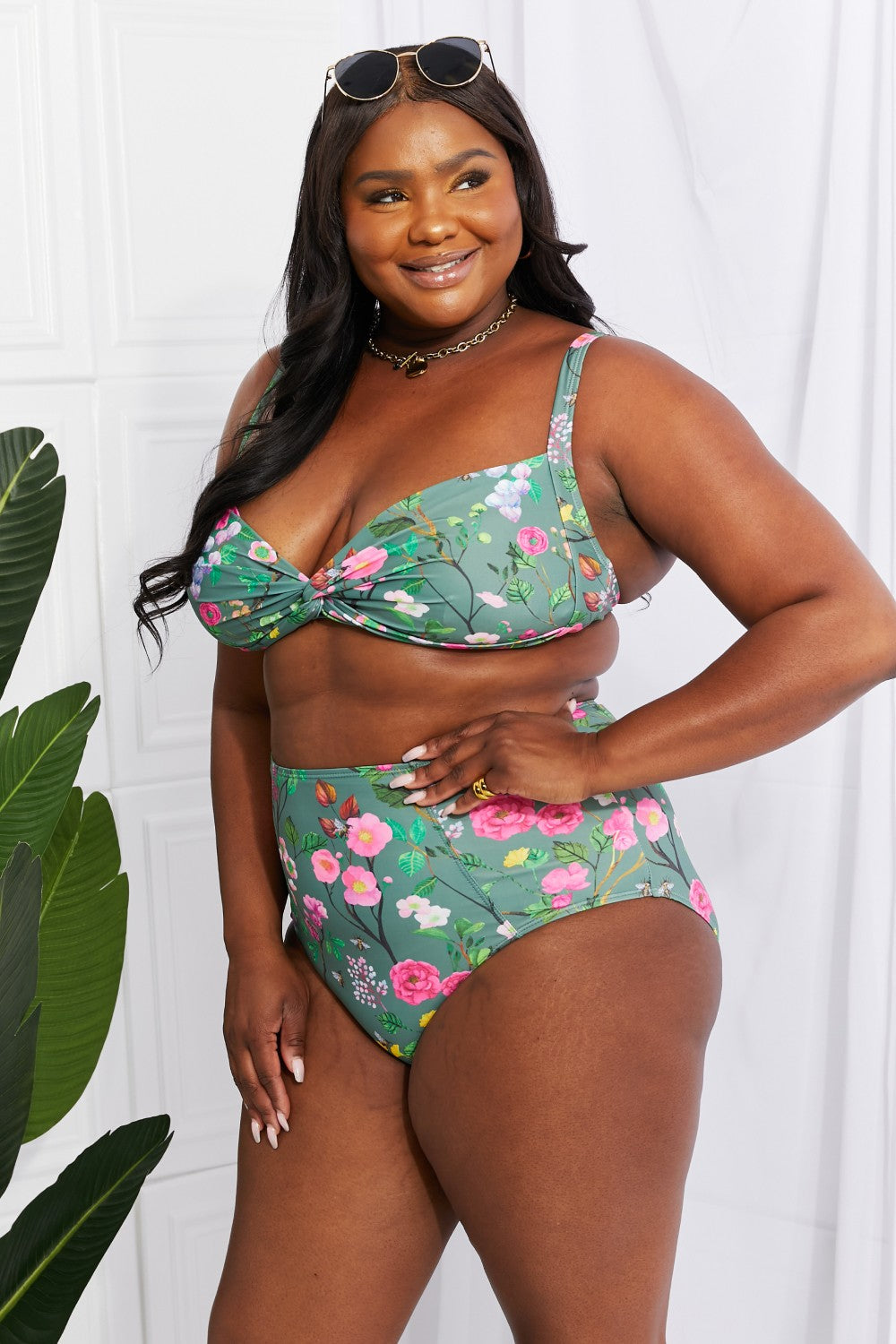 marina west swim take a dip twist high-rise bikini in sage