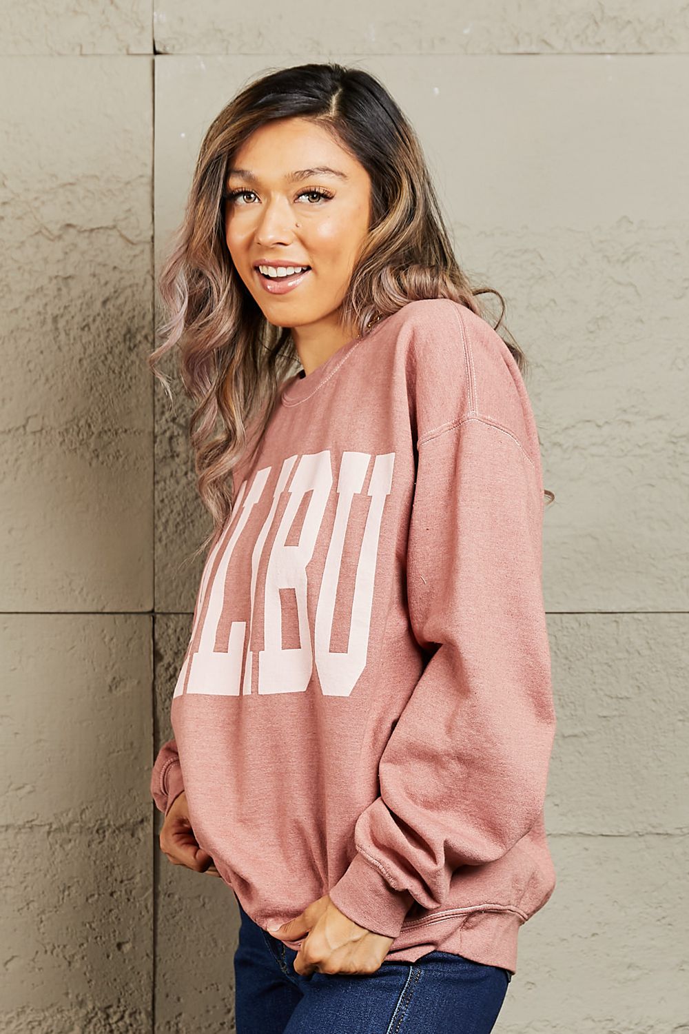 sweet claire "malibu" oversized crewneck sweatshirt