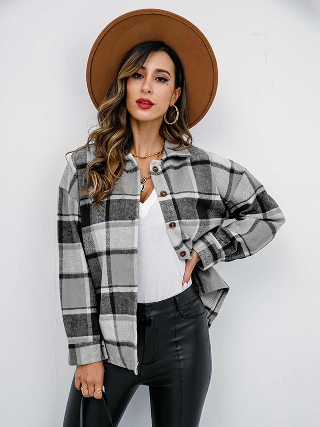 plaid button-down jacket