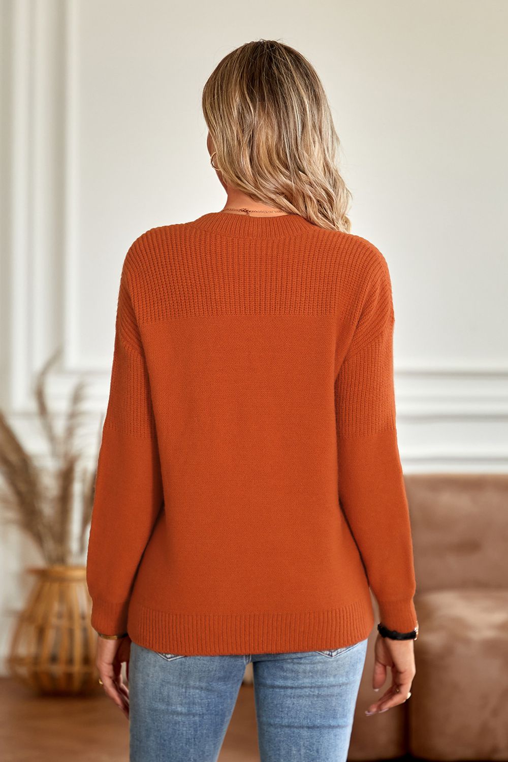 round neck dropped shoulder sweater