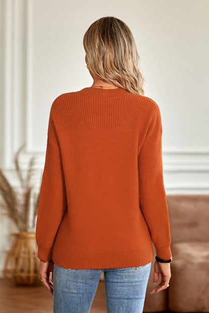 Round Neck Dropped Shoulder Sweater