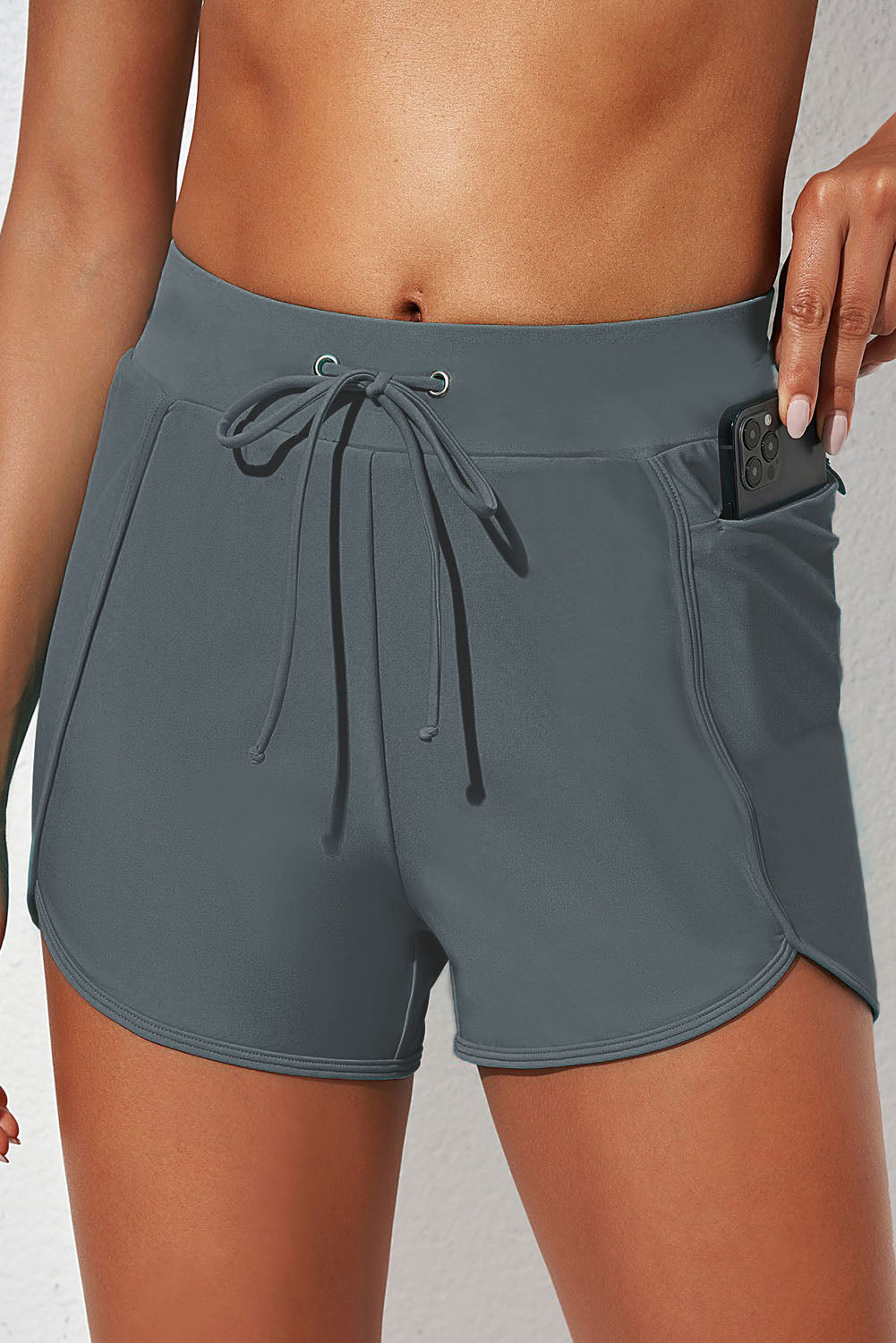 drawstring waist swim shorts