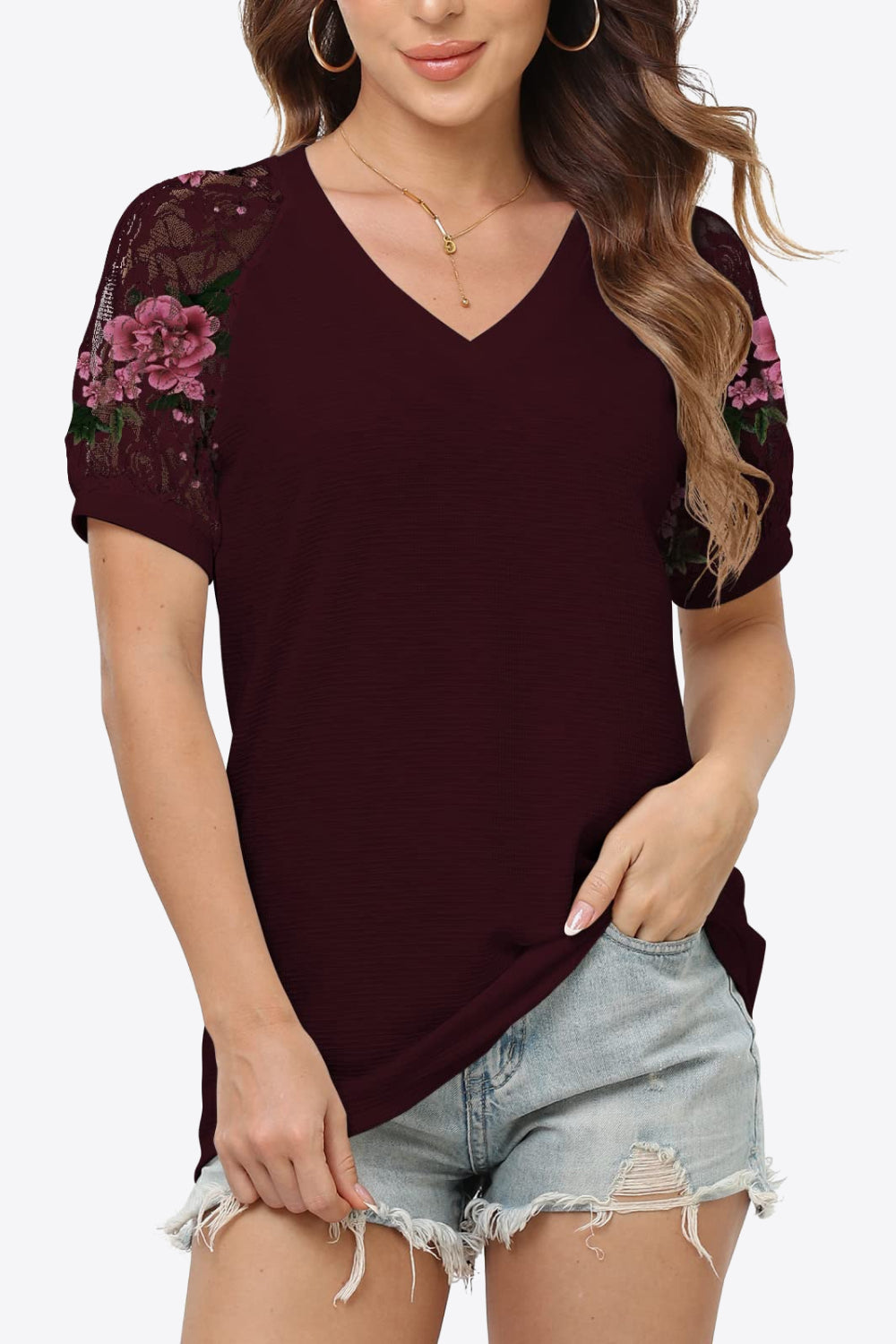 short sleeve v-neck tee