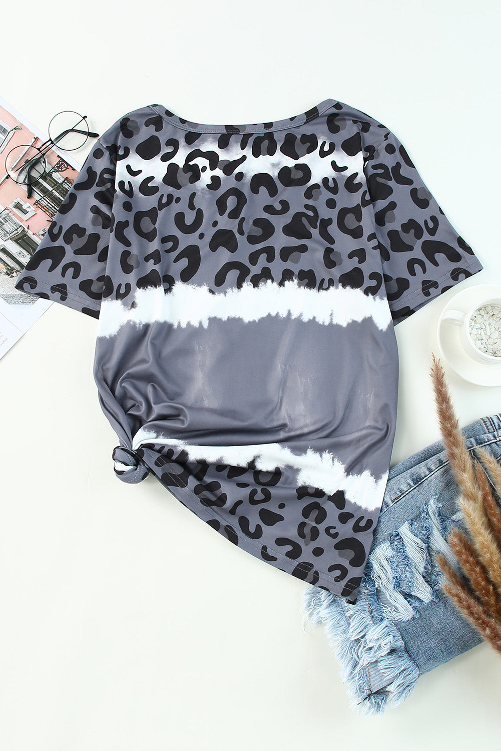 leopard v-neck tee shirt