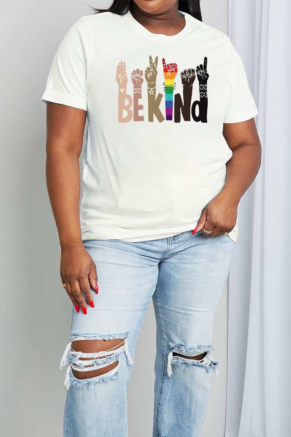 simply love full size be kind graphic cotton tee