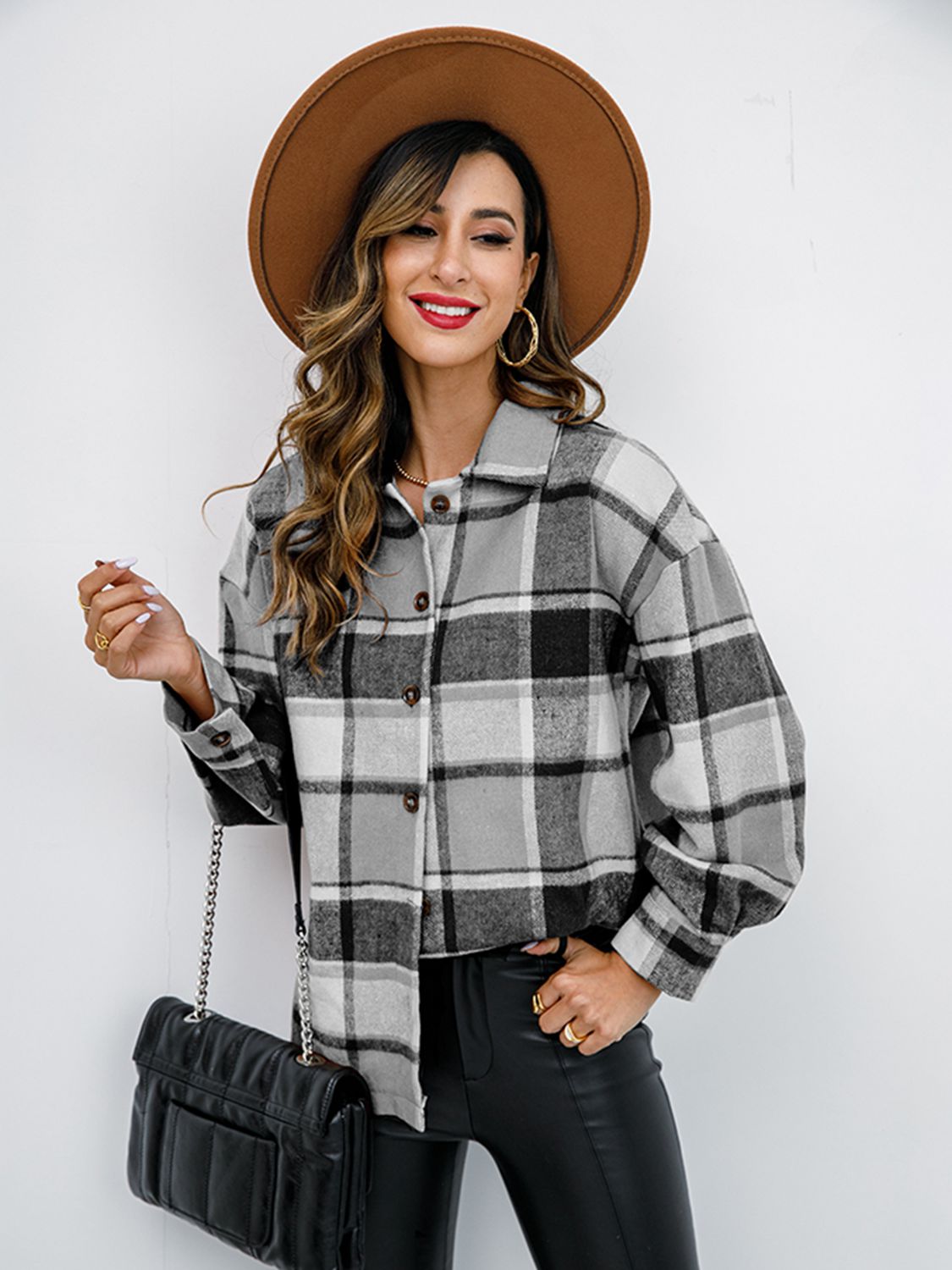 plaid button-down jacket