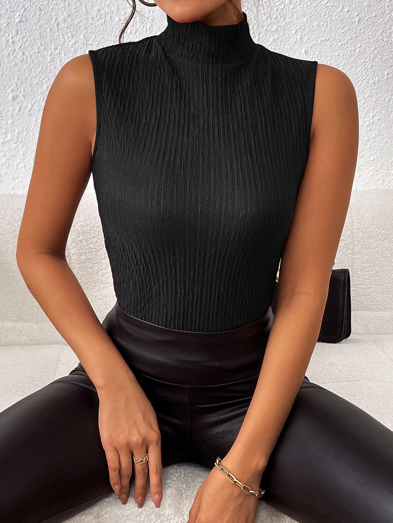 turtleneck sleeveless tank