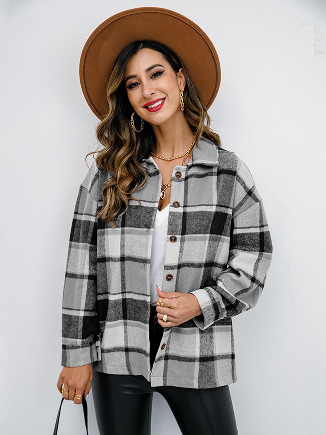 plaid button-down jacket