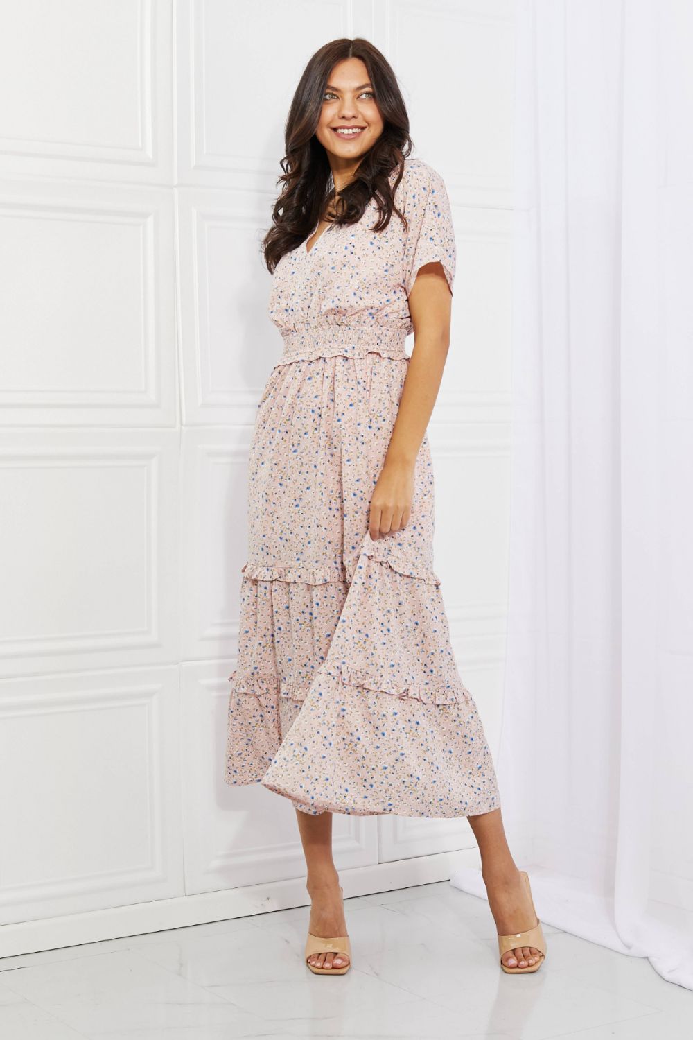 heyson sweet talk kimono sleeve maxi dress in blush pink