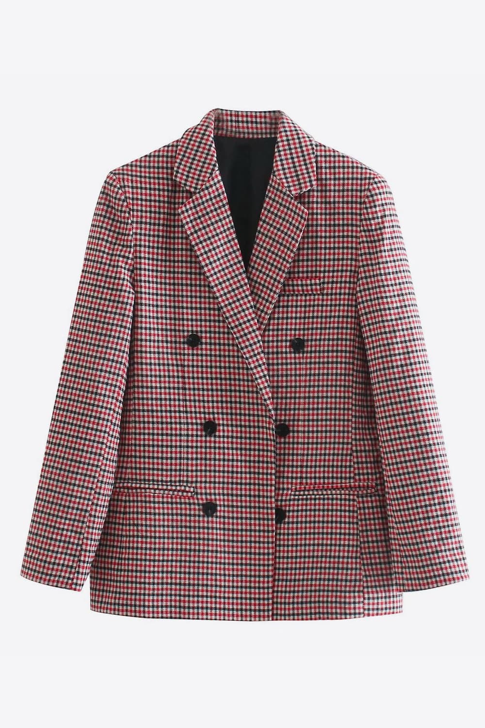 plaid double-breasted blazer