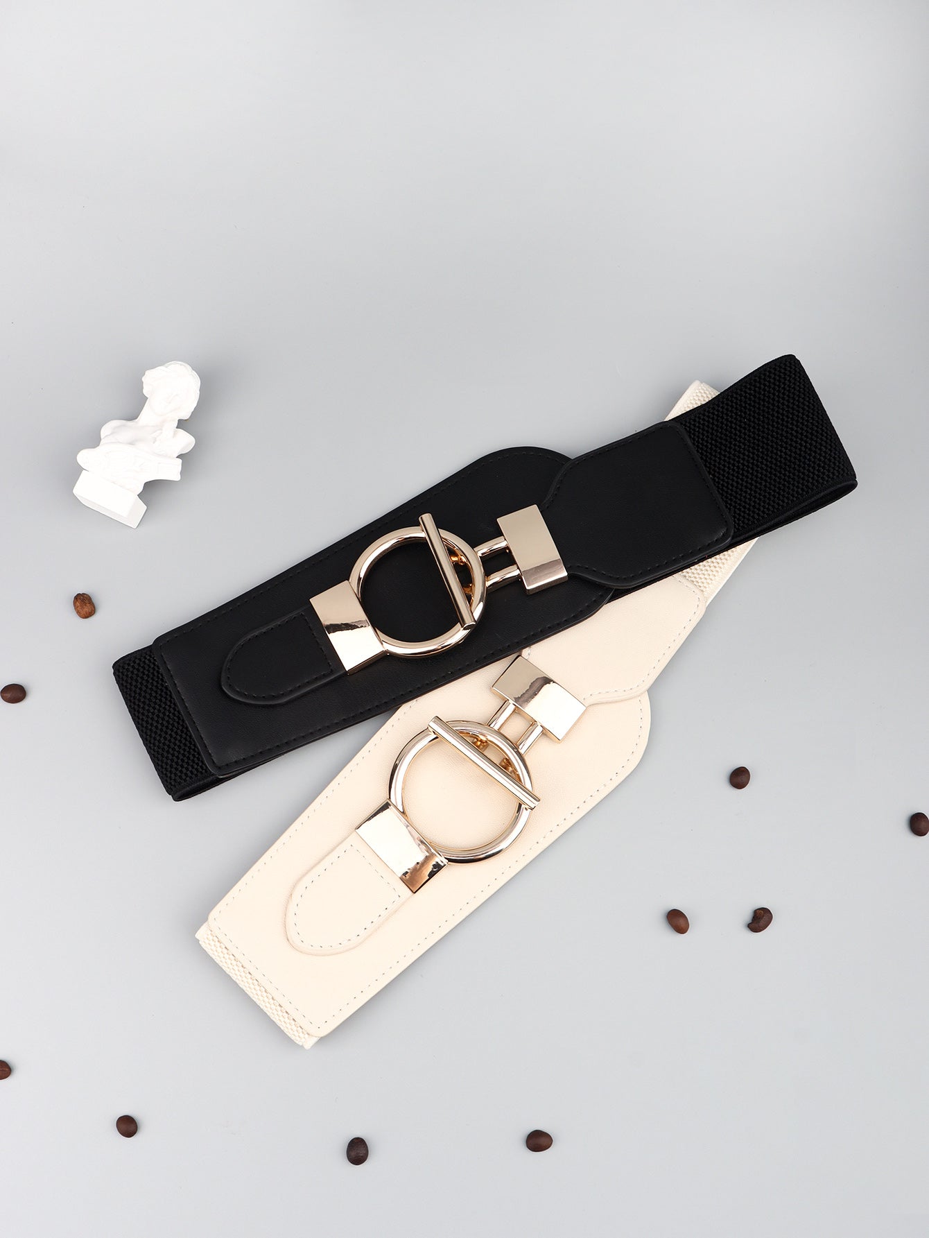 pu elastic wide belt with alloy buckle