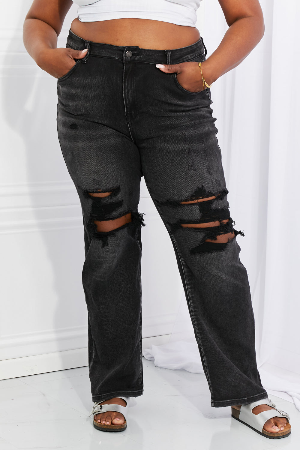 risen full size lois distressed loose fit jeans