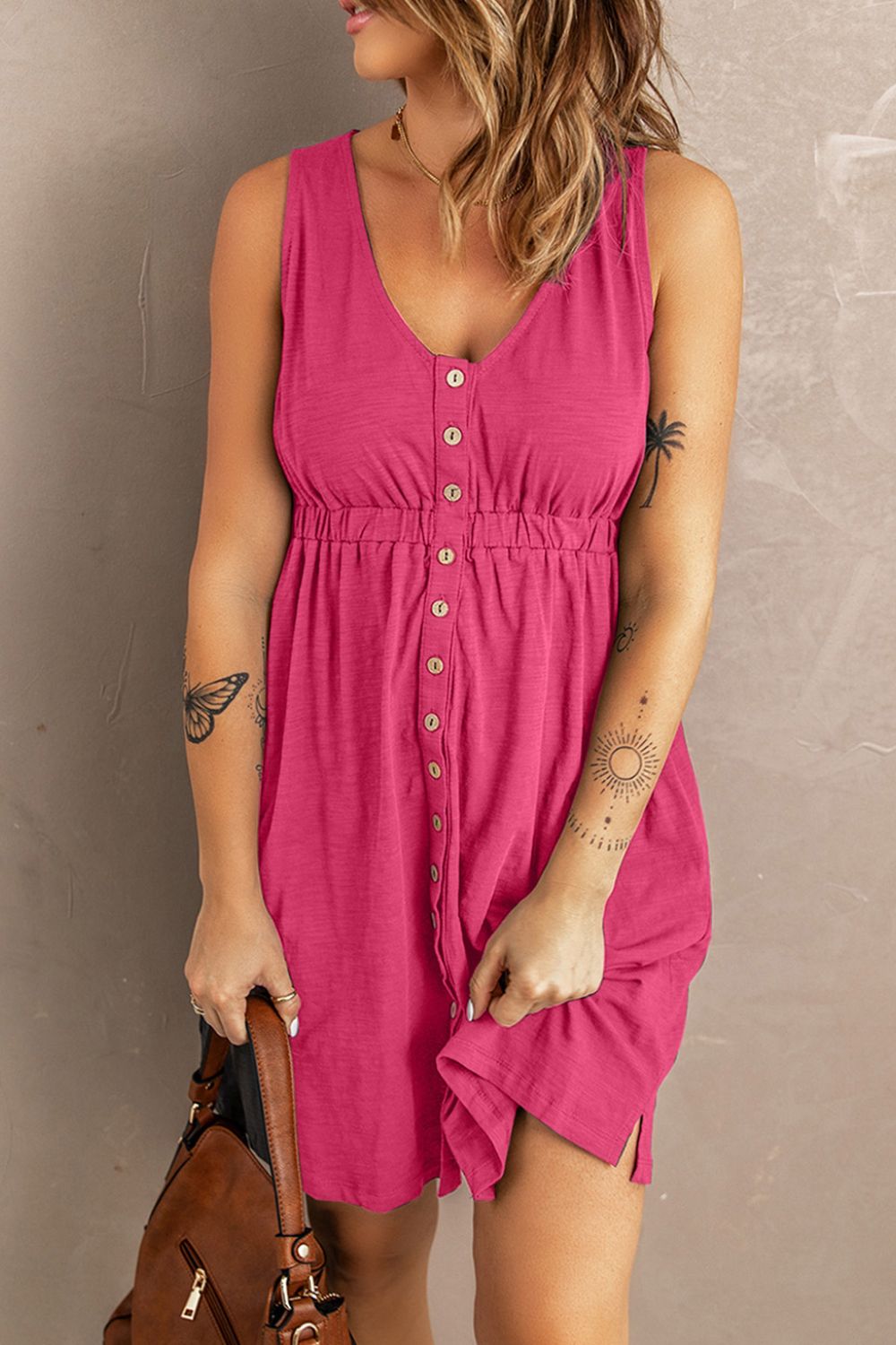 sleeveless button down mini magic dress