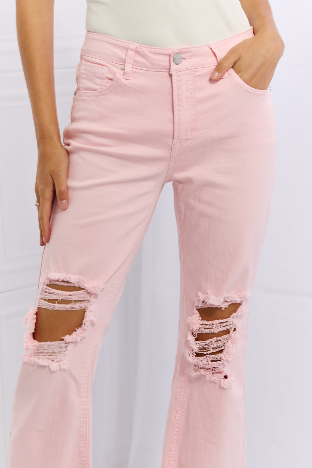 risen miley full size distressed ankle flare jeans